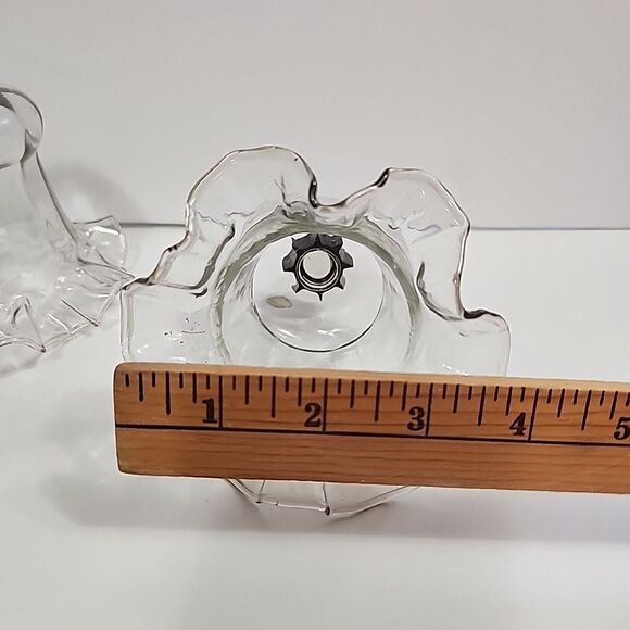 (4) Hand Blown Crystal Peg Votive Ruffled Cups Candle/Light Cover 1203-BL - Picture 5 of 10